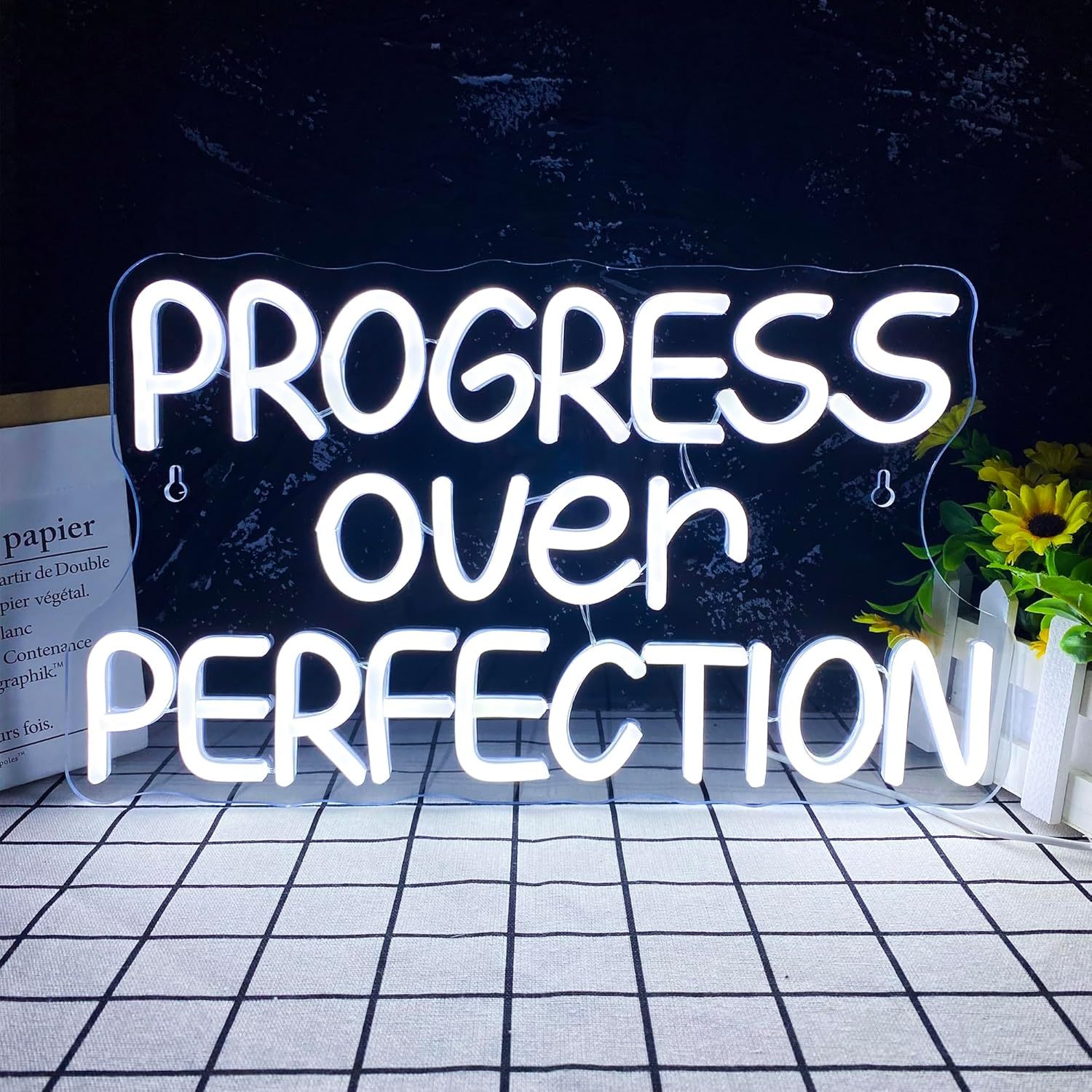 Home Gym Neon Sign - Progress Over Perfection LED Neon Sign