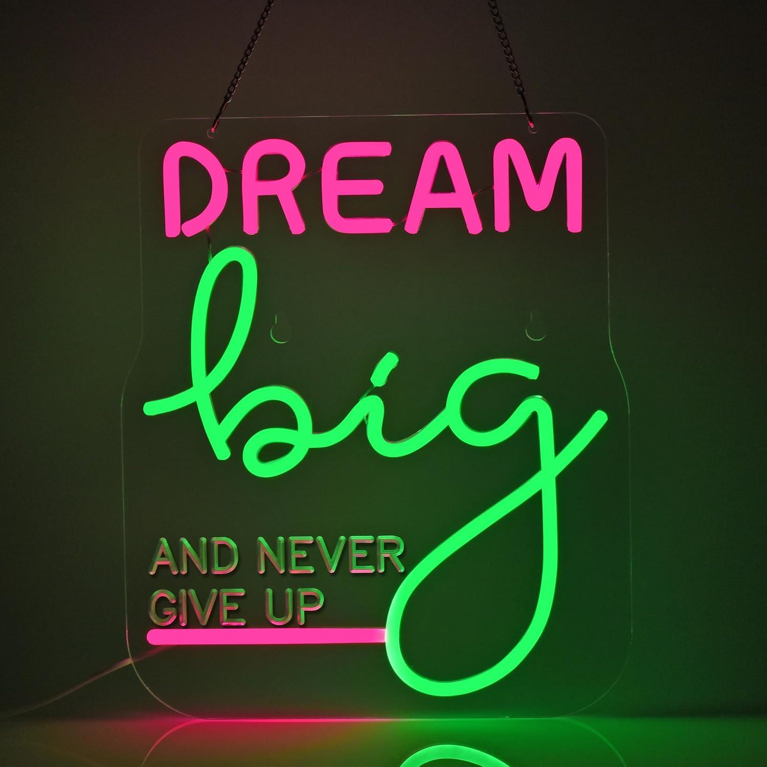 Home Gym Neon Sign - Dream Big Neon Sign Motivational USB