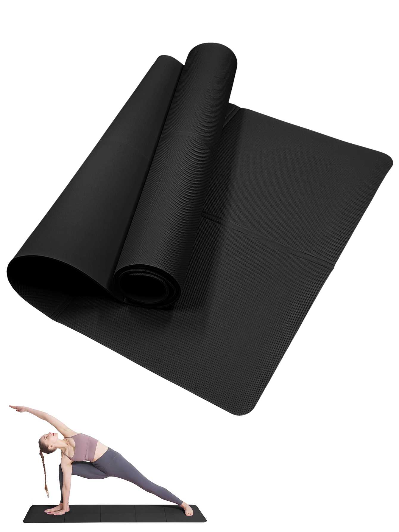 Home Gym Floor - Foldable Yoga Mat Black Eco Friendly