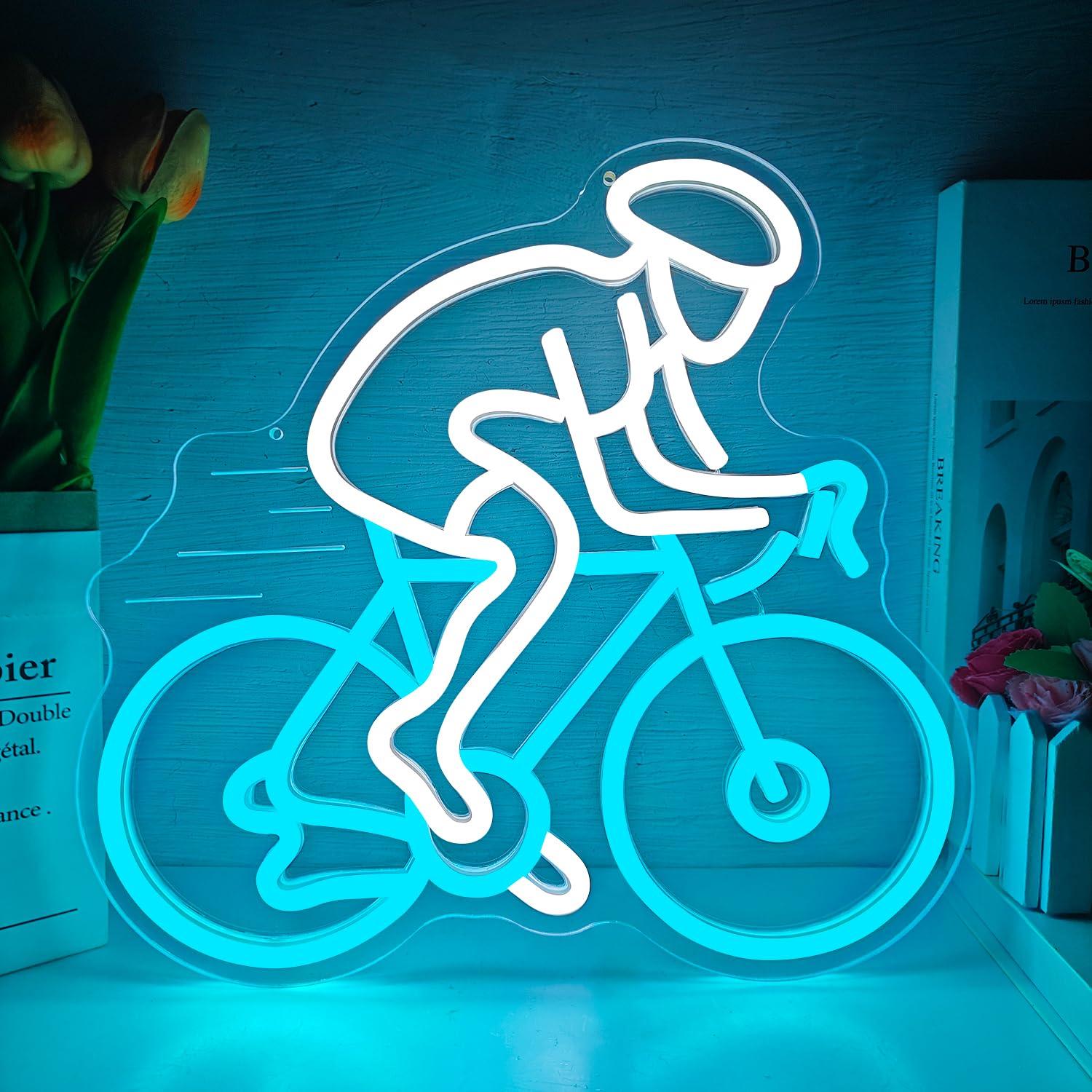 Home Gym Neon Sign - Cyclist Riding Bike Neon Sign Dimmable