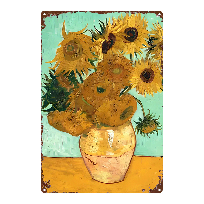 Home Gym Icon - Van Gogh Sunflowers Metal Wall Sign