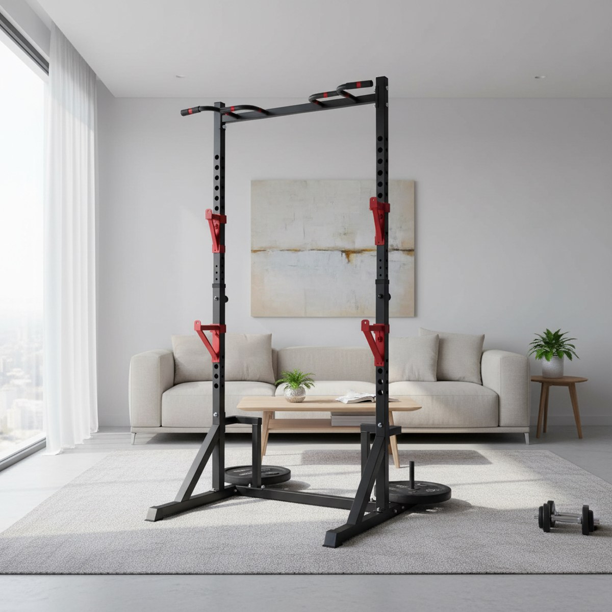 Adjustable Power Rack with Pul - Home Gym Power Rack 评论和价格