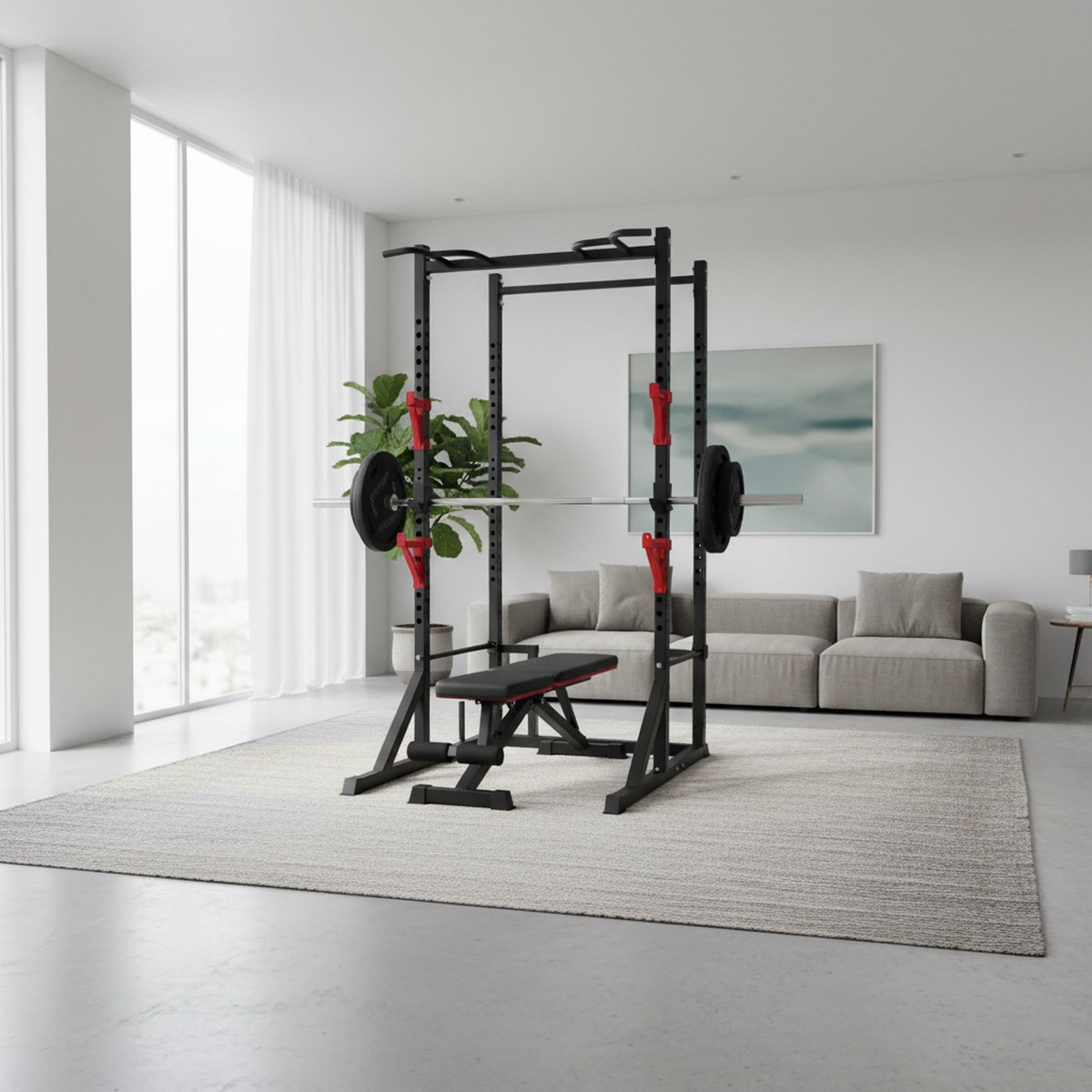 Adjustable Power Rack with Pul - Home Gym Power Rack 评论和价格