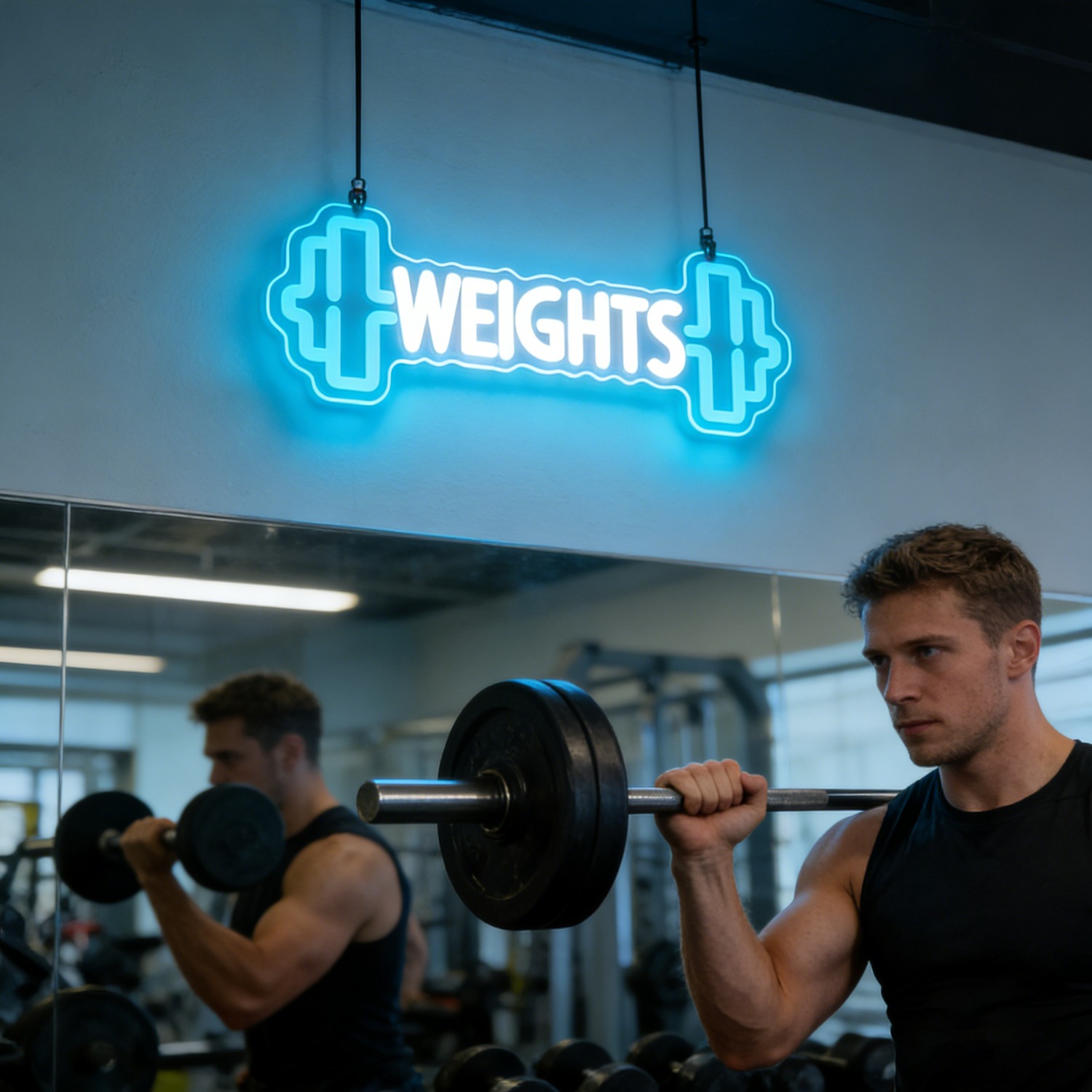 Weights Dumbbell Neon Sign LED - Home Gym Neon Sign 评论和价格