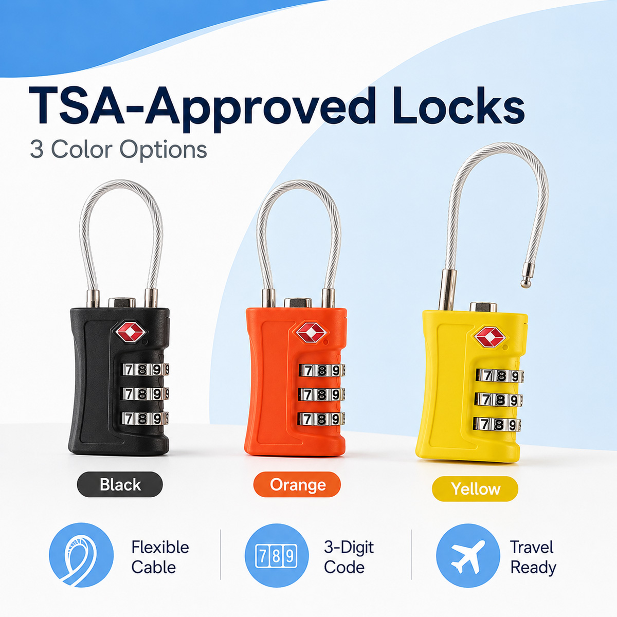 TSA Approved Luggage Lock 3 Di - Home Gym Cable 评论和价格