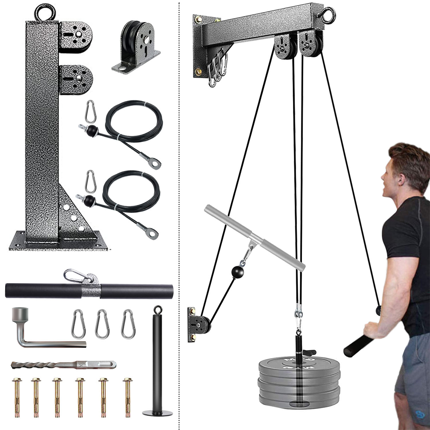 Fitness Wall Mounted Pulley Sy - Home Gym Pulley System 评论和价格
