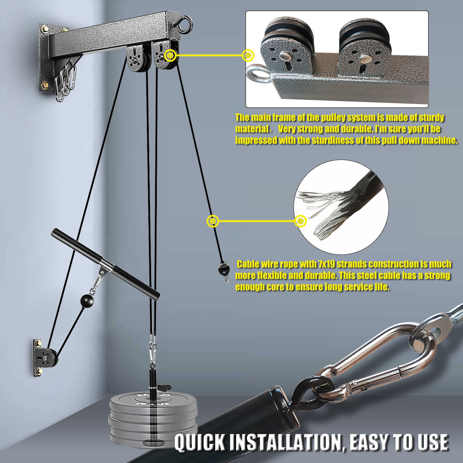 Fitness Wall Mounted Pulley Sy - Home Gym Pulley System 评论和价格