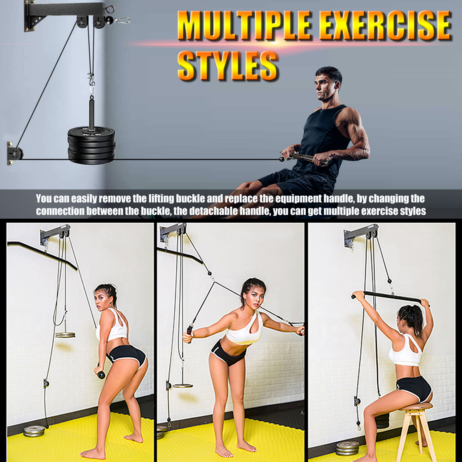 Fitness Wall Mounted Pulley Sy - Home Gym Pulley System 评论和价格