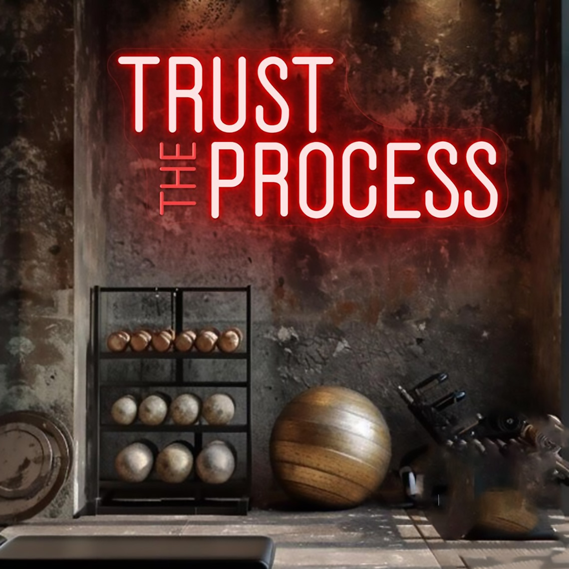 Trust The Process Neon Sign, C - Home Gym Neon Sign 评论和价格