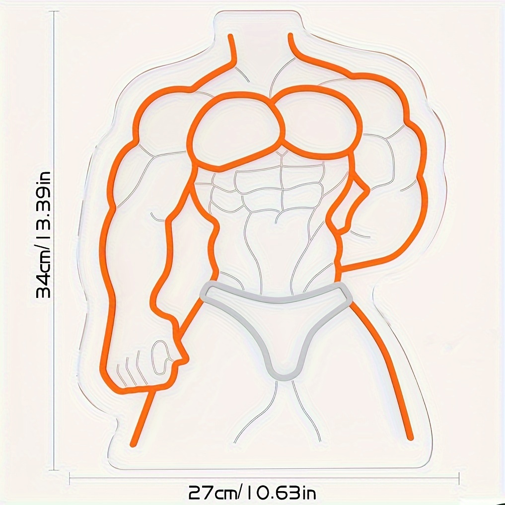 Muscle Man Neon Sign Orange Wh - Home Gym Neon Sign 评论和价格