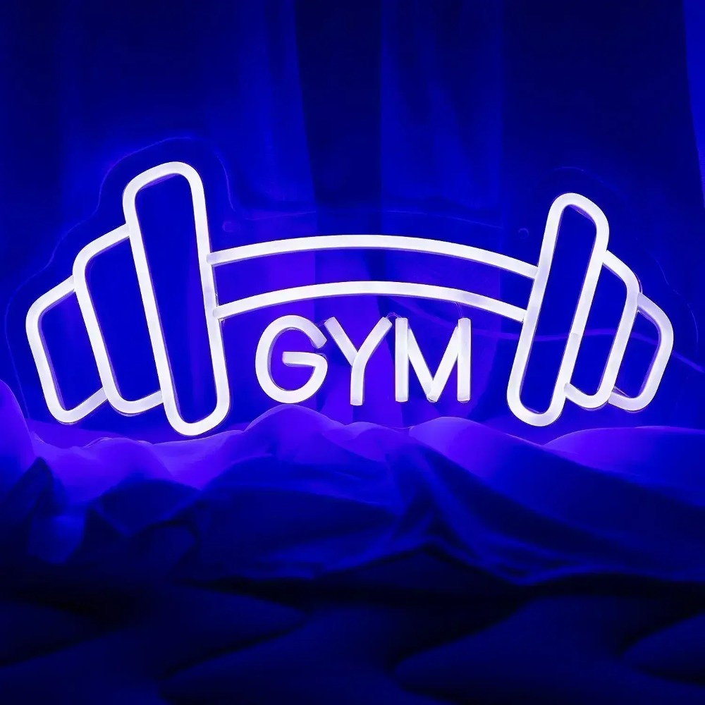 Barbell Gym Neon Sign Blue Dum - Home Gym Neon Sign 评论和价格