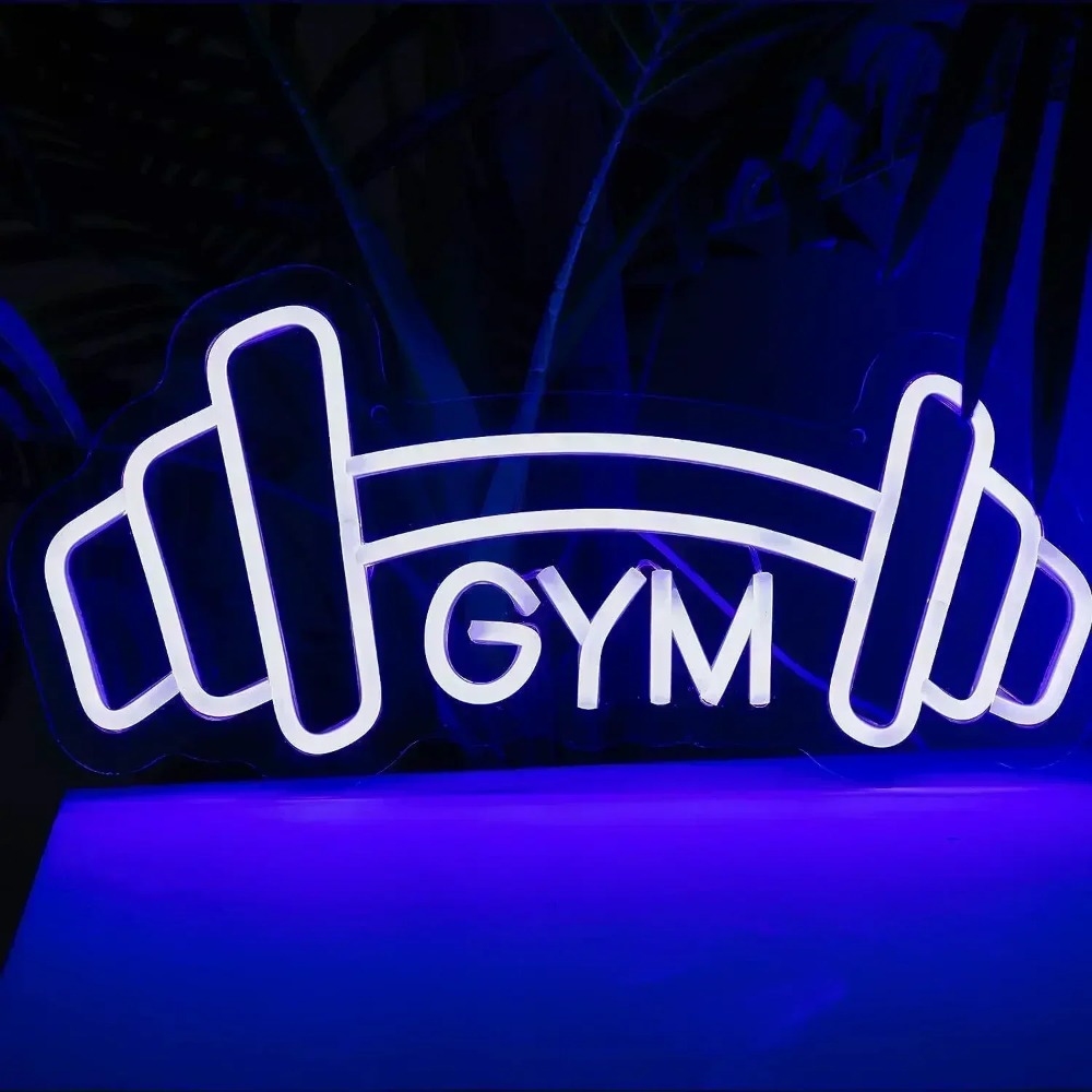 Barbell Gym Neon Sign Blue Dum - Home Gym Neon Sign 评论和价格
