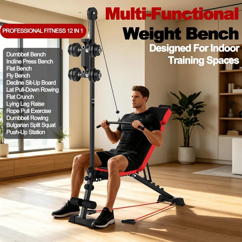 Multi-Functional Weight Bench  - Home Gym Pulley System 评论和价格
