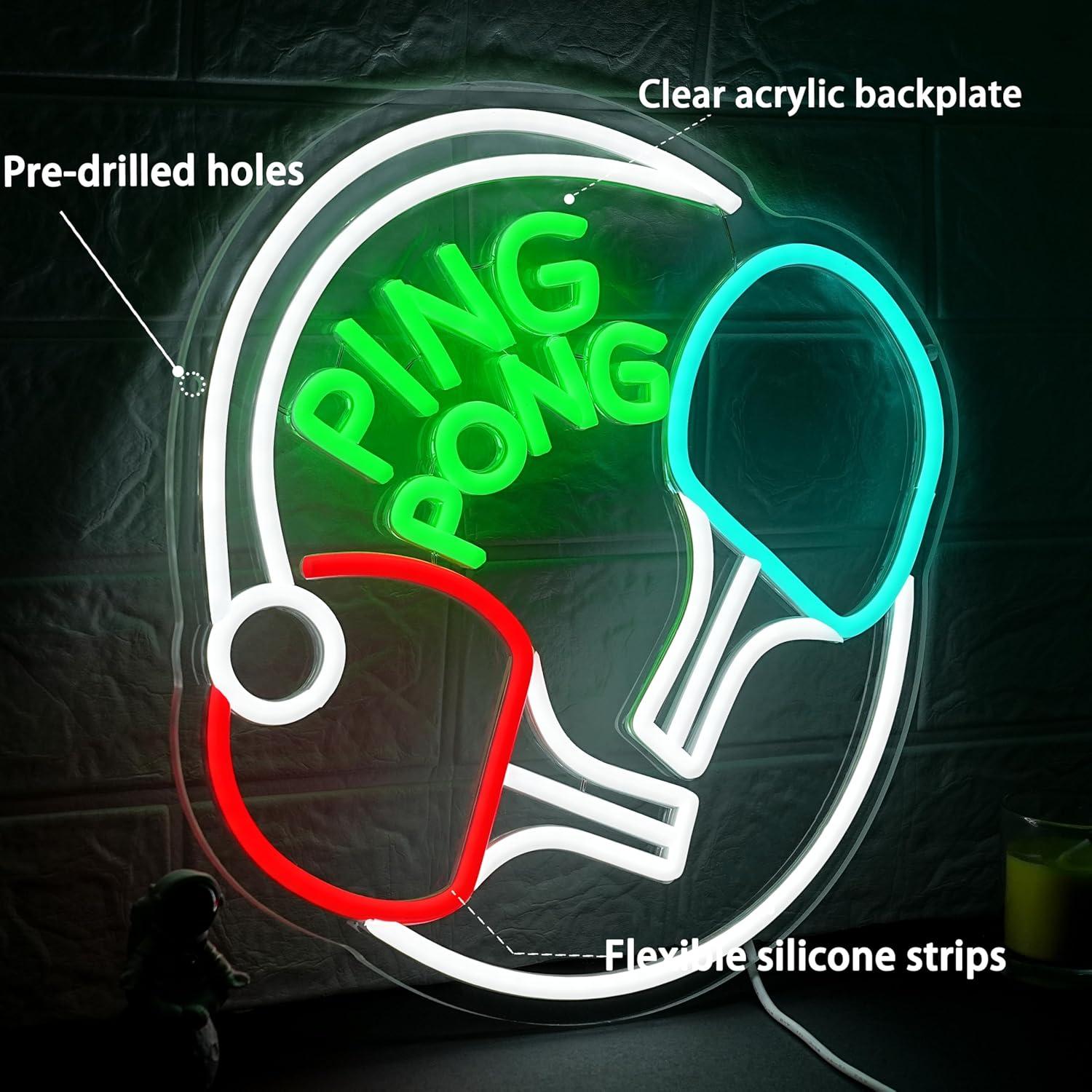 Ping Pong Neon Sign USB Dimmab - Home Gym Neon Sign 评论和价格